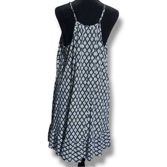 GAP Blue & White Floral Geometric Patterned Sleeveless Halter Style Beachy Dress - Picture 7 of 16
